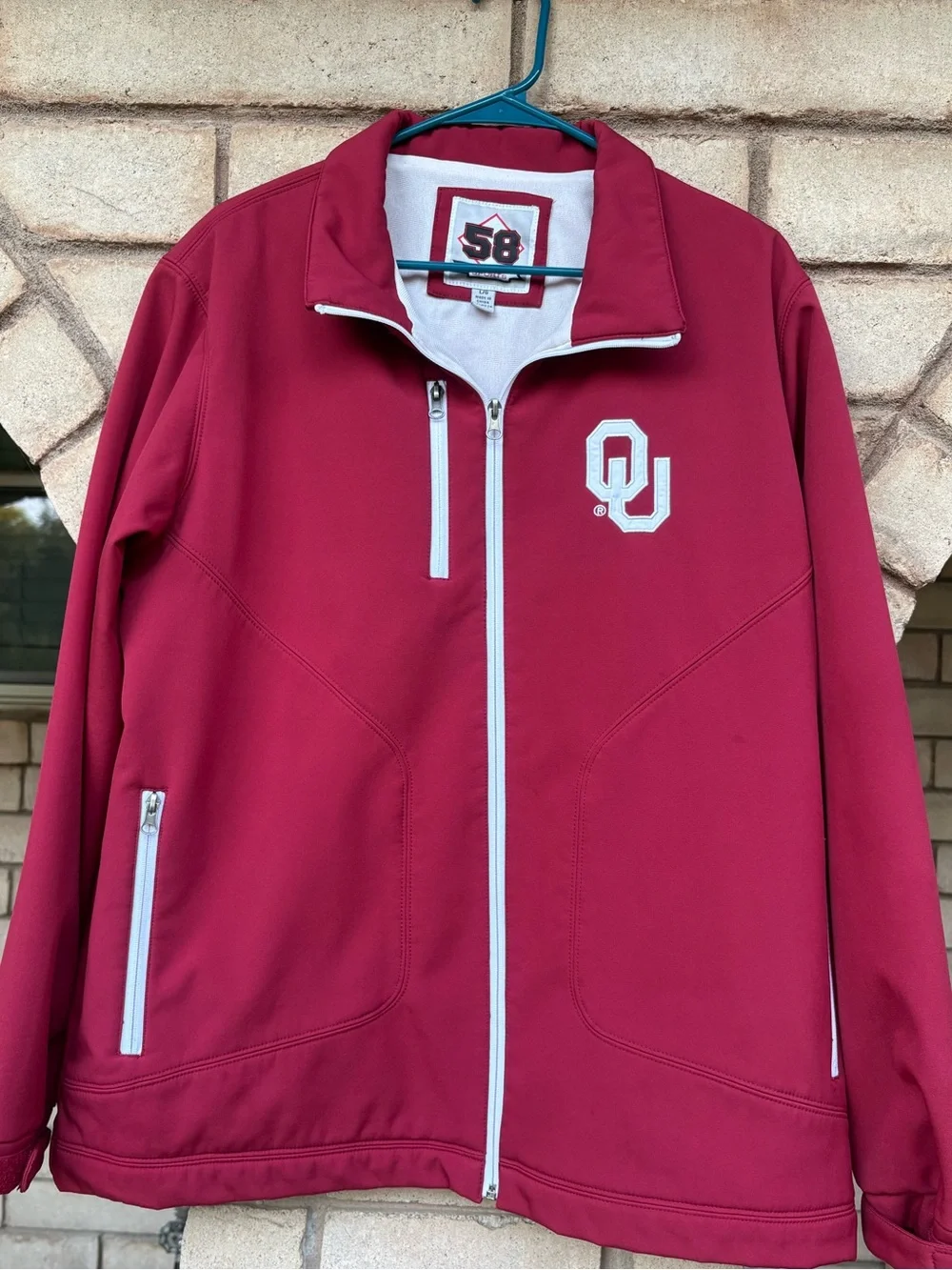 OU Crimson Full-Zip Jacket with White Trim 58 Sports Size L